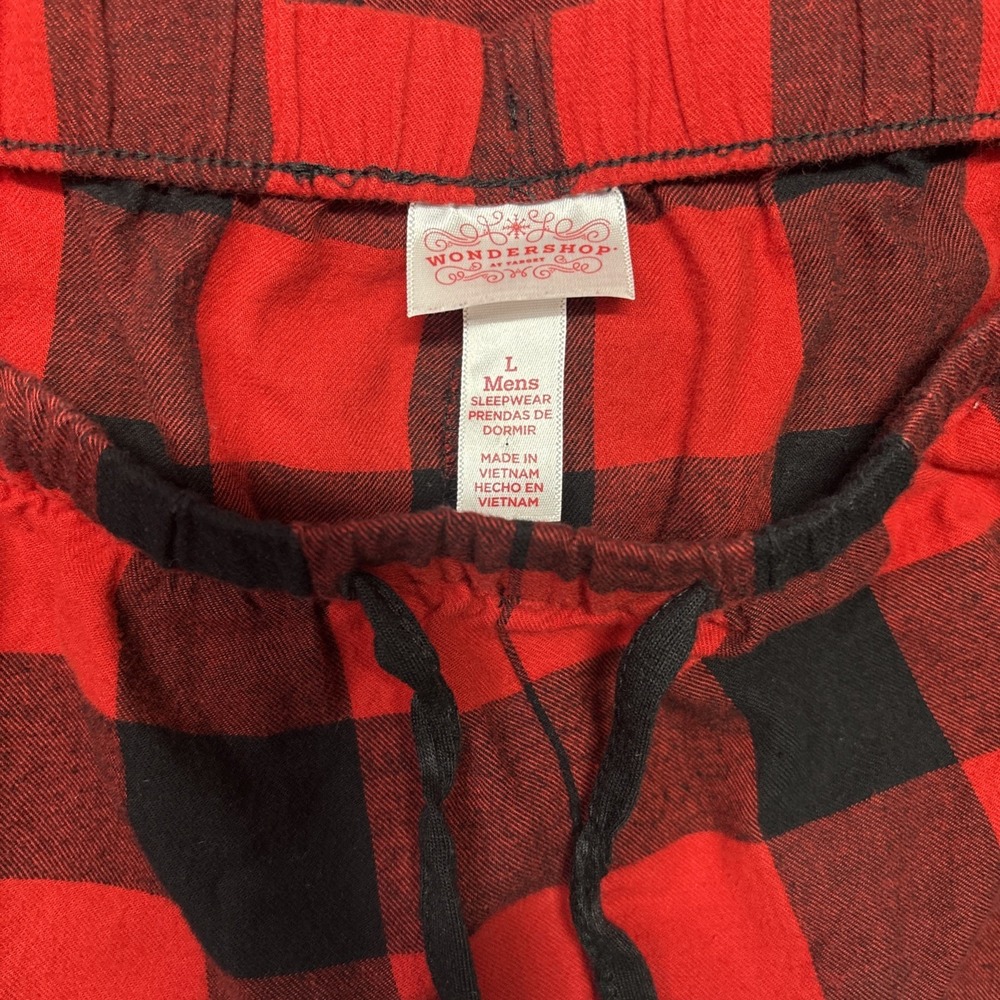 Wondershop Mens Pajama Pants Size L Red Black Buffalo 100% Cotton Lounge Sleep - Picture 6 of 7